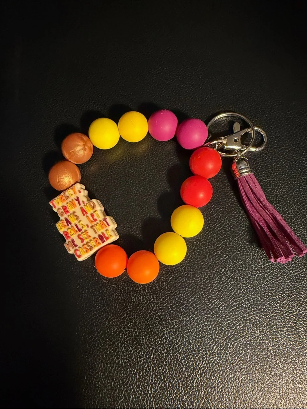 Colorful Beaded Key & Card Holder Wristlet - Multicolor